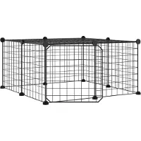 vidaXL Huisdierenkooi met deur 12 panelen 70x70x35 cm staal zwart