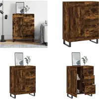 vidaXL Dressoir 69-5x34x90 cm bewerkt hout gerookt eikenkleurig - Dressoir - Dressoirs - Kast - Wandkast