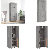vidaXL Hoge kast 69-5x34x180 cm bewerkt hout grijs sonoma eikenkleurig - Hoge Kast - Hoge Kasten - Dressoir - Buffetkast