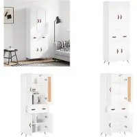vidaXL Hoge kast 69-5x34x180 cm bewerkt hout wit - Hoge Kast - Hoge Kasten - Dressoir - Buffetkast