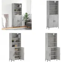 vidaXL Hoge kast 69-5x34x180 cm bewerkt hout betongrijs - Hoge Kast - Hoge Kasten - Hoge Kast Met Lade - Kast