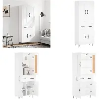 vidaXL Hoge kast 69-5x34x180 cm bewerkt hout wit - Hoge Kast - Hoge Kasten - Dressoir - Buffetkast