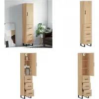 vidaXL -Hoge-kast-34-5x34x180-cm-bewerkt-hout-sonoma-eikenkleurig - Hoge Kast - Hoge Kasten - Dressoir - Buffetkast
