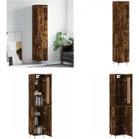 vidaXL -Hoge-kast-34-5x34x180-cm-bewerkt-hout-gerookt-eikenkleurig - Hoge Kast - Hoge Kasten - Dressoir - Buffetkast