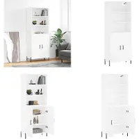 vidaXL Hoge kast 69-5x34x180 cm bewerkt hout wit - Hoge Kast - Hoge Kasten - Hoge Kast Met Lade - Kast