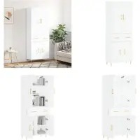 vidaXL Hoge kast 69-5x34x180 cm bewerkt hout wit - Hoge Kast - Hoge Kasten - Hoge Kast Met Lade - Kast