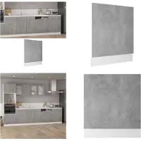 vidaXL Vaatwasserpaneel 59-5x3x67 cm spaanplaat betongrijs - Voorpaneel Vaatwasser - Voorpanelen Vaatwasser - Vaatwasser Voorpaneel - Vaatwasser Voorpanelen