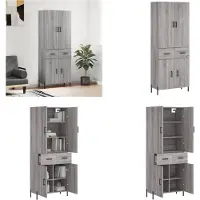 vidaXL Hoge kast 69-5x34x180 cm bewerkt hout grijs sonoma eikenkleurig - Hoge Kast - Hoge Kasten - Hoge Kast Met Lade - Kast