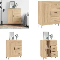 vidaXL Dressoir 69-5x34x90 cm bewerkt hout sonoma eikenkleurig - Dressoir - Dressoirs - Kast - Wandkast