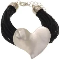 Behave - Armband waxkoord met hartvorm hanger - Romantische stijl