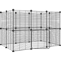 vidaXL Huisdierenkooi met deur 20 panelen 105x70x70 cm staal zwart
