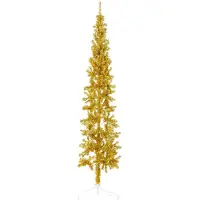vidaXL Kunstkerstboom half met standaard smal 210 cm goudkleurig