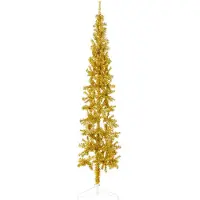 vidaXL Kunstkerstboom half met standaard smal 180 cm goudkleurig