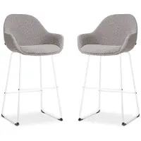 Nolon Nino-mae barkruk bouclé wit onderstel 75 cm set van 2