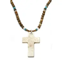 Heaven Eleven - dames ketting- Japis met marmeren kruis