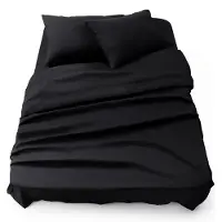 Blumtal 3-delige Set Bedlaken - Hoeslaken 160 x 200 x 30 cm - Laken 240 x 275 cm - 2 x Kussensloop 50 x 80 cm - Zwart