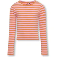 ONLY KOGHEIDI L/S SHORT CUT OUT TOP BOX JRS Meisjes Top - TangerineStripes:Begonia Pink Back Cut - Maat 122/128