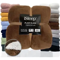 ISleep Plaid Klaas - Heerlijk Zacht - Fleece Deken - Extra Lang - 150x210 cm - Bruin