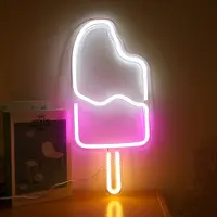 Groenovatie LED Neon Wandlamp "IJsje" - Op USB - 45x21x2cm - Roze / Wit