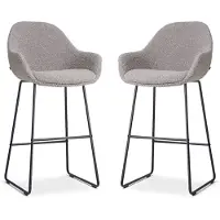 Nolon Nino-mae barkruk bouclé zwart onderstel 75 cm set van 2