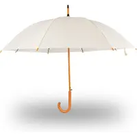 Discountershop Paraplu wit | Windproof en Handmatig| Diameter 98 cm met Houten Handvat en Stok