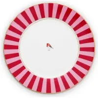 Pip studio Bord Love Birds Stripes Red Pink 26,5 cm (Set van 6)