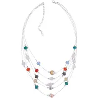 Behave Ketting dames - layer ketting met multi kleur steentjes
