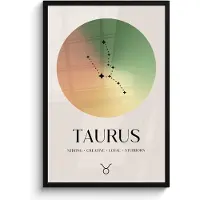 PosterMonkey Poster in lijst - Fotolijst 60x90 cm - Posters - Sterrenbeeld - Taurus - Stier - Sterren - Zodiac sign - Posterlijst zwart - Decoratie - Wanddecoratie woonkamer - Muurdecoratie slaapkamer