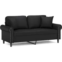 vidaXL Tweezitsbank met sierkussens 140 cm kunstleer zwart