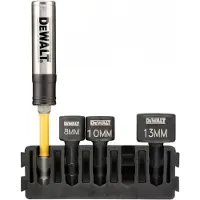 DeWalt Accessoires Houder + IMPACT magnetische zeskantdoppen | 5 stuks | 8 mm, 10 mm, 13 mm + Flextorq schroefgeleider - DT70826-QZ