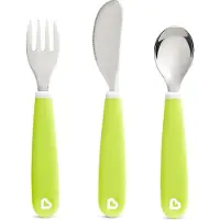 Munchkin kinderbestek - Splash Kleuter Besteksetje - Vork, Mes en Lepel - Set van 3 - Kinderbestekset - Kleur Groen - vanaf 18 maanden