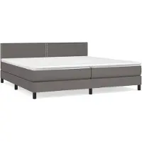 vidaXL Boxspring met matras kunstleer grijs 200x200 cm