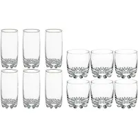 Secret De Gourmet Set 12x stuks Tinn-serie water/drink glazen 310 en 380 ml van glas - Longdrinkglazen