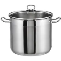 DealDonkey Kitchen en Home RVS Soeppan met glazen deksel - 15 liter - Vaatwasserbestendig