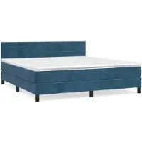 vidaXL Boxspring met matras fluweel donkerblauw 160x200 cm