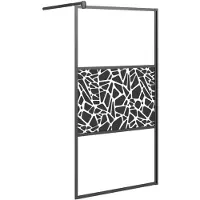 vidaXL Inloopdouchewand met stenenmotief 100x195 cm ESG-glas zwart