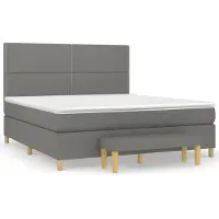 vidaXL Boxspring met matras stof donkergrijs 180x200 cm