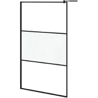 vidaXL Inloopdouchewand 115x195 cm mat ESG-glas zwart
