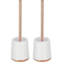 Spirella MSV Coruna Toilet/wc-borstel houder - 2x - kunststof - wit/koper - 38 cm - Toiletborstels