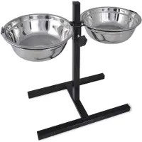 vidaXL Verstelbare dubbele honden / katten voederbak (2 x 4,1L RVS bakken)