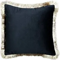 Mars & More kussen fluweel gouden franjes zwart 45x45cm