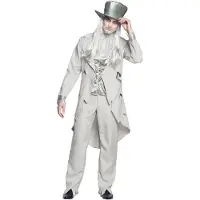 Boland verkleedpak Ghost Groom heren polyester wit 5-delig