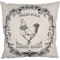 Clayre & Eef Kussenhoes 45x45 cm Beige Zwart Polyester Haan FARMERS MARKET Sierkussenhoes Beige Sierkussenhoes
