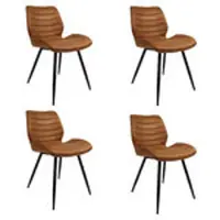 Bronx71 Industriële eetkamerstoel Morris cognac - Eetkamerstoelen set van 4.