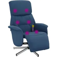 vidaXL Massagestoel verstelbaar met voetensteun stof blauw