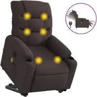 vidaXL Sta-op-massagestoel elektrisch verstelbaar stof donkerbruin