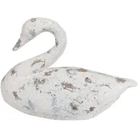 Clayre & Eef Decoratie Beeld Zwaan 32x14x22 cm Wit Bruin Polyresin Wit