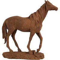 Clayre & Eef Decoratie Beeld Paard 21x7x21 cm Bruin Polyresin Bruin