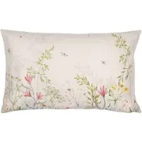 Clayre & Eef Kussenhoes 30x50 cm Beige Groen Polyester Bloemen Sierkussenhoes Beige Sierkussenhoes
