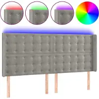 vidaXL Hoofdbord LED 203x16x118/128 cm fluweel lichtgrijs